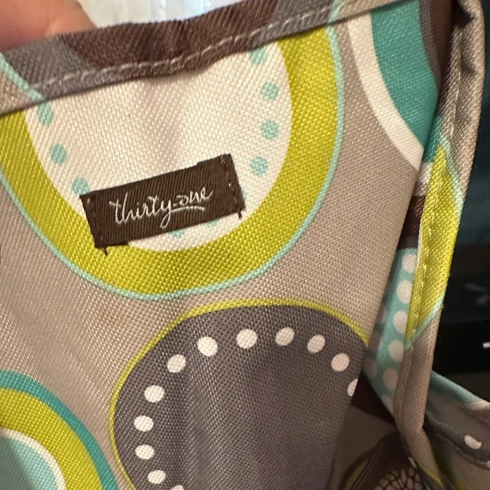 Thirty-One Gray and Lime Pattern Tote